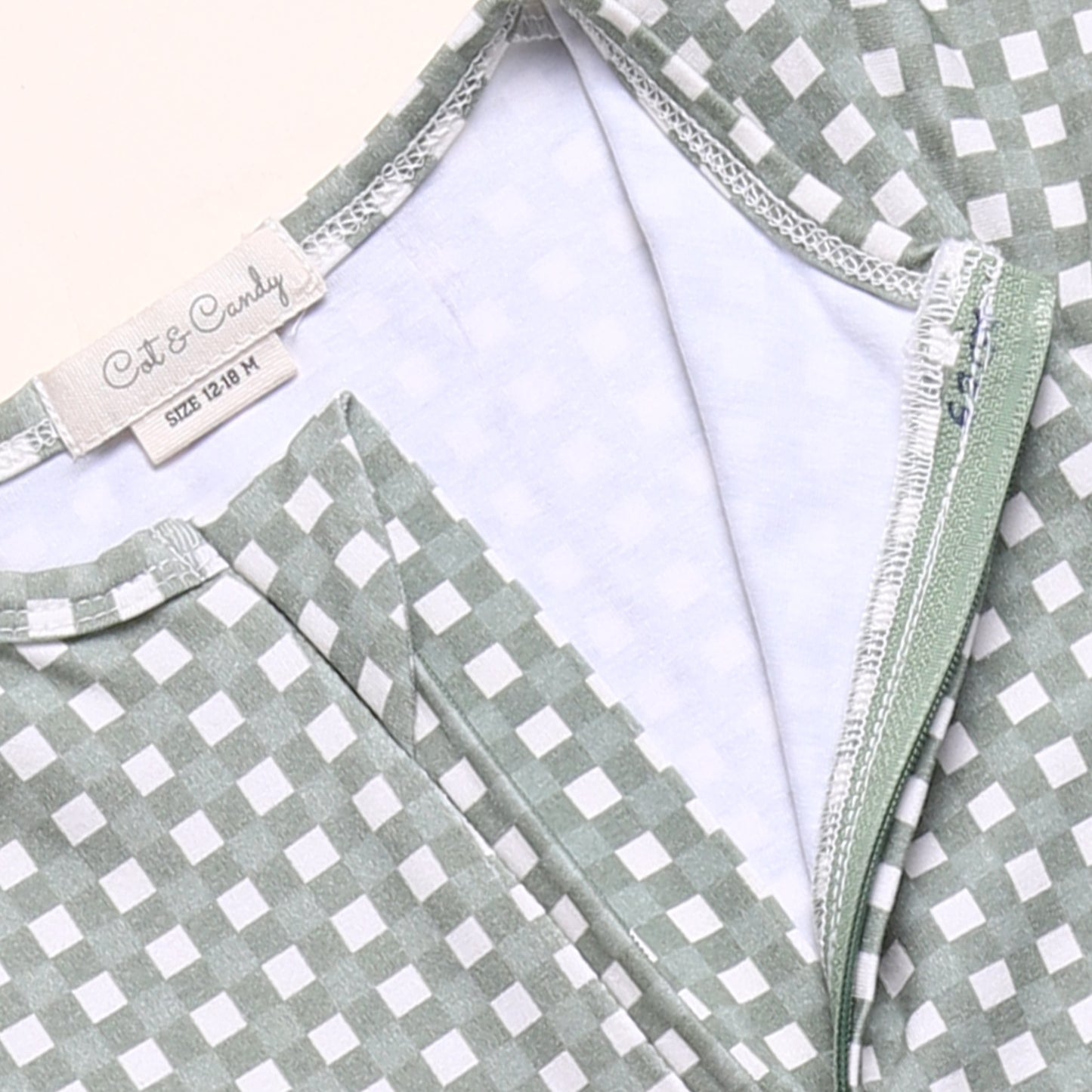 Sage + Mineral Gingham Organic Zipsuits Pack Of 2