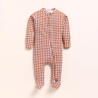 Load image into Gallery viewer, Ginger + Ginger Gingham Organic Zipsuits Pack Of 2
