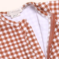 Load image into Gallery viewer, Ginger + Ginger Gingham Organic Zipsuits Pack Of 2
