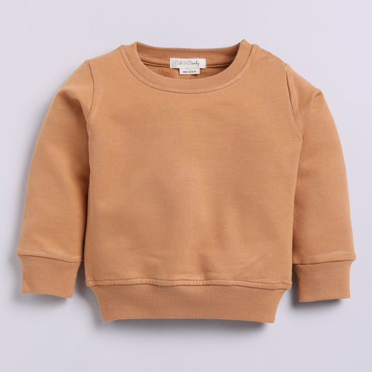 Shop biscuit color organic fleece oversized sweatshirt for your 6-12 months baby - CotandCandyBaby