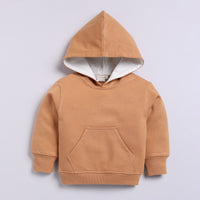 Load image into Gallery viewer, Buy biscuit color organic fleece oversized hoodie for your 3-6 months baby - CotandCandyBaby
