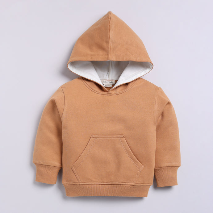 Buy biscuit color organic fleece oversized hoodie for your 3-6 months baby - CotandCandyBaby