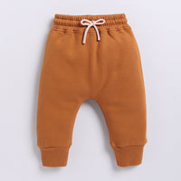 Load image into Gallery viewer, Shop pumpkin spice color organic fleece hoodie &amp; jogger set online for your 4-5 years baby - CotandCandyBaby
