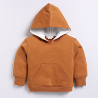 Load image into Gallery viewer, Buy pumpkin spice color organic fleece hoodie &amp; jogger set for your 3 months to 5 years baby - CotandCandyBaby
