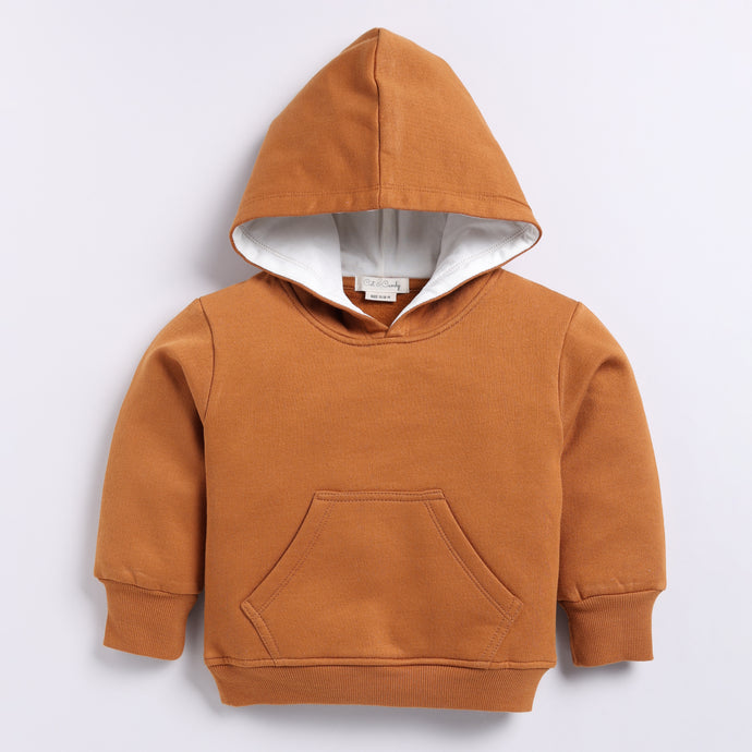 Get pumpkin spice color organic fleece oversized hoodie for your 12-18 months baby - CotandCandyBaby