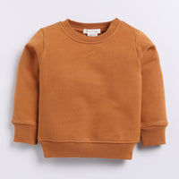 Load image into Gallery viewer, Buy pumpkin spice color organic fleece oversized sweatshirt for your 3-6 months baby - CotandCandyBaby
