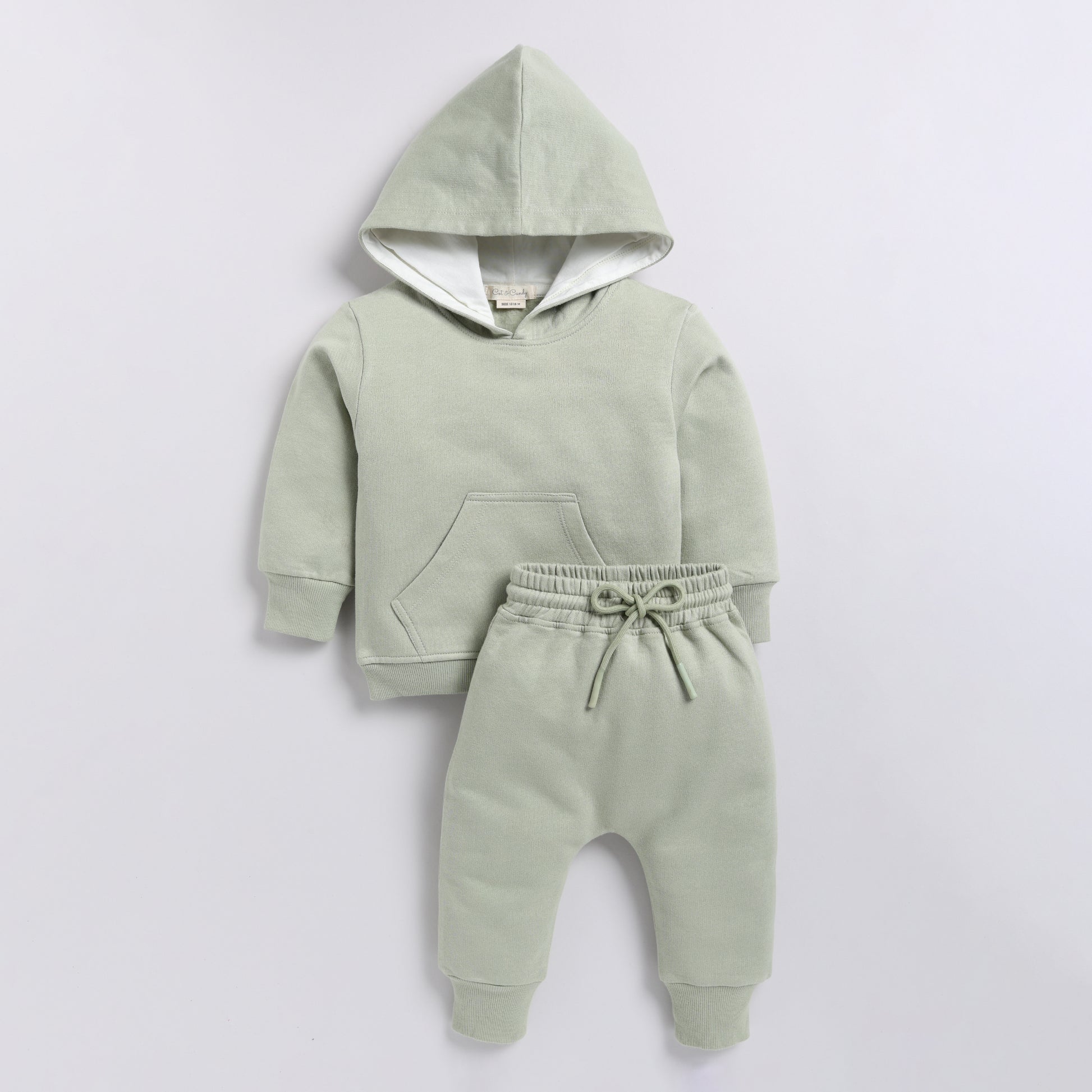 Find tea color organic fleece hoodie & jogger set for your 18-24 months baby - CotandCandyBaby