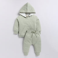 Load image into Gallery viewer, Find tea color organic fleece hoodie &amp; jogger set for your 18-24 months baby - CotandCandyBaby
