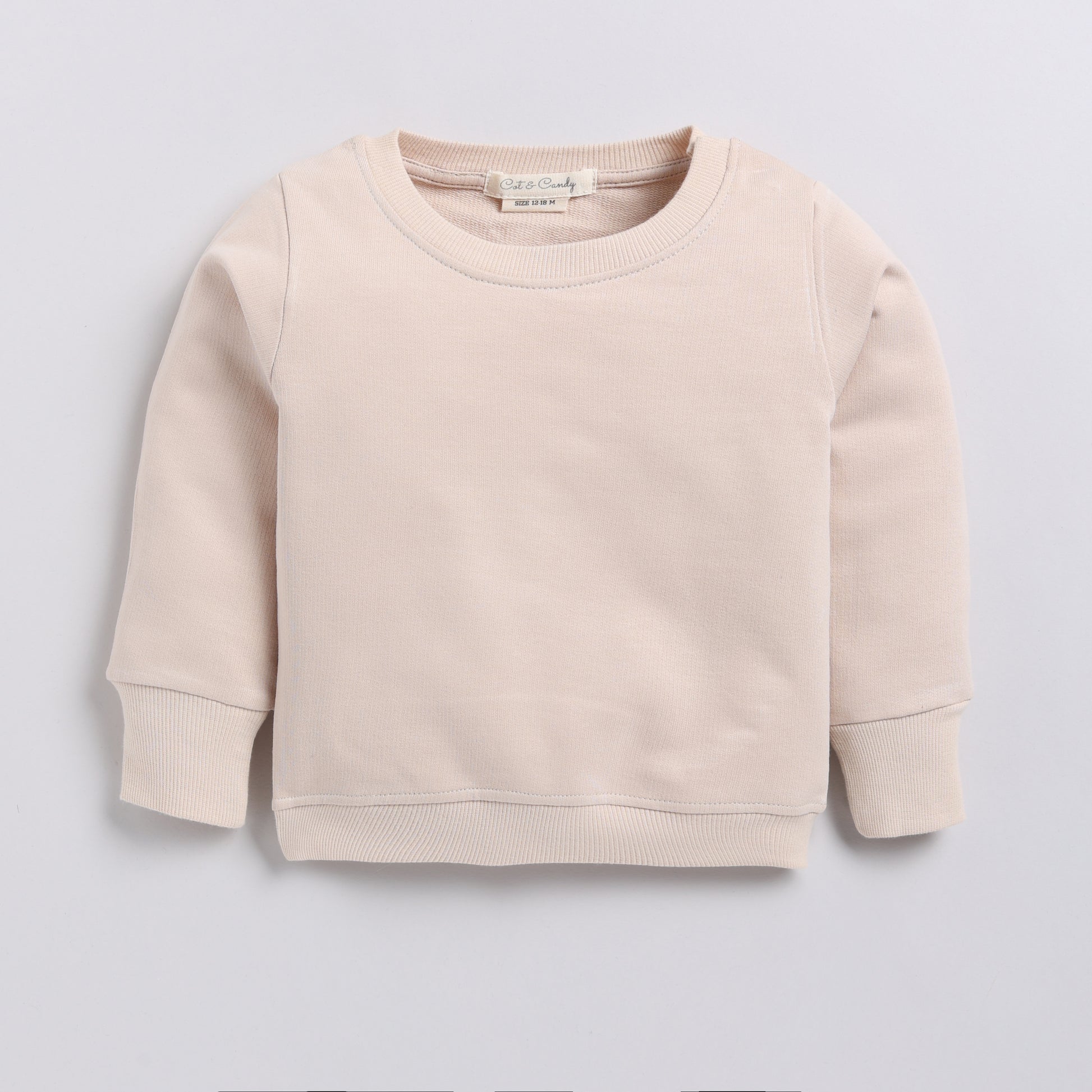 Get almond color organic fleece Sweatshirt & jogger set for your 3 months to 5 years baby - CotandCandyBaby