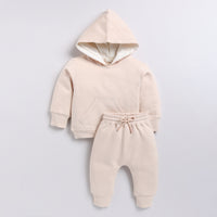 Load image into Gallery viewer, Find almond color organic fleece hoodie &amp; jogger set for your 18-24 months baby - CotandCandyBaby
