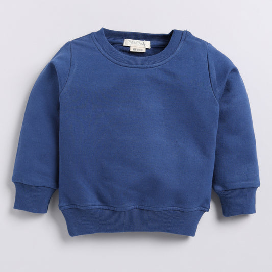 Get dark blue color organic fleece oversized sweatshirt for your 12-18 months baby - CotandCandyBaby