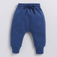 Load image into Gallery viewer, Shop dark blue color organic fleece relaxed jogger online for your 4-5 years baby - CotandCandyBaby
