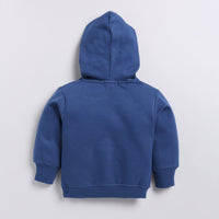 Load image into Gallery viewer, Shop dark blue color organic fleece hoodie &amp; jogger set online for your 4-5 years baby - CotandCandyBaby
