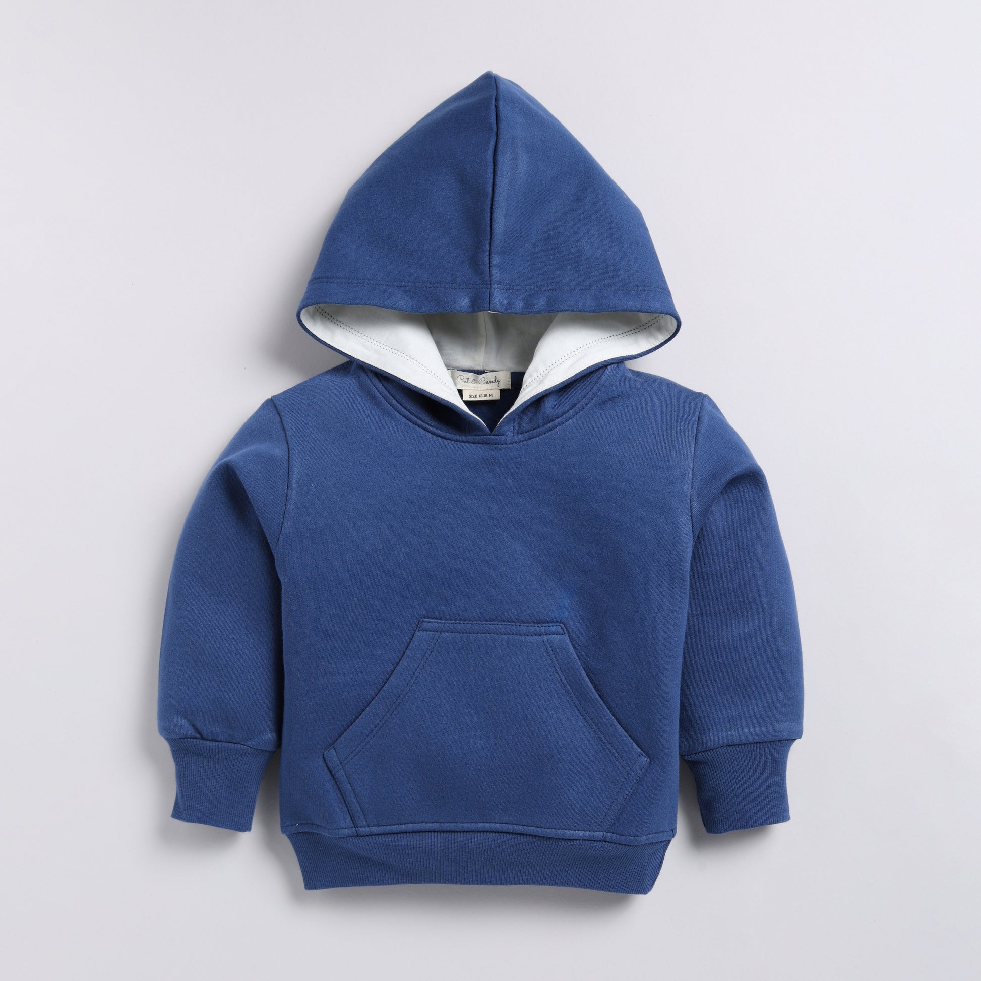 Buy dark blue color organic fleece hoodie & jogger set online for your 3-4 years baby - CotandCandyBaby