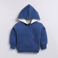 Load image into Gallery viewer, Buy dark blue color organic fleece hoodie &amp; jogger set online for your 3-4 years baby - CotandCandyBaby
