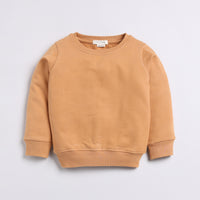 Load image into Gallery viewer, Buy biscuit color organic fleece oversized sweatshirt online for your 3-4 years baby - CotandCandyBaby
