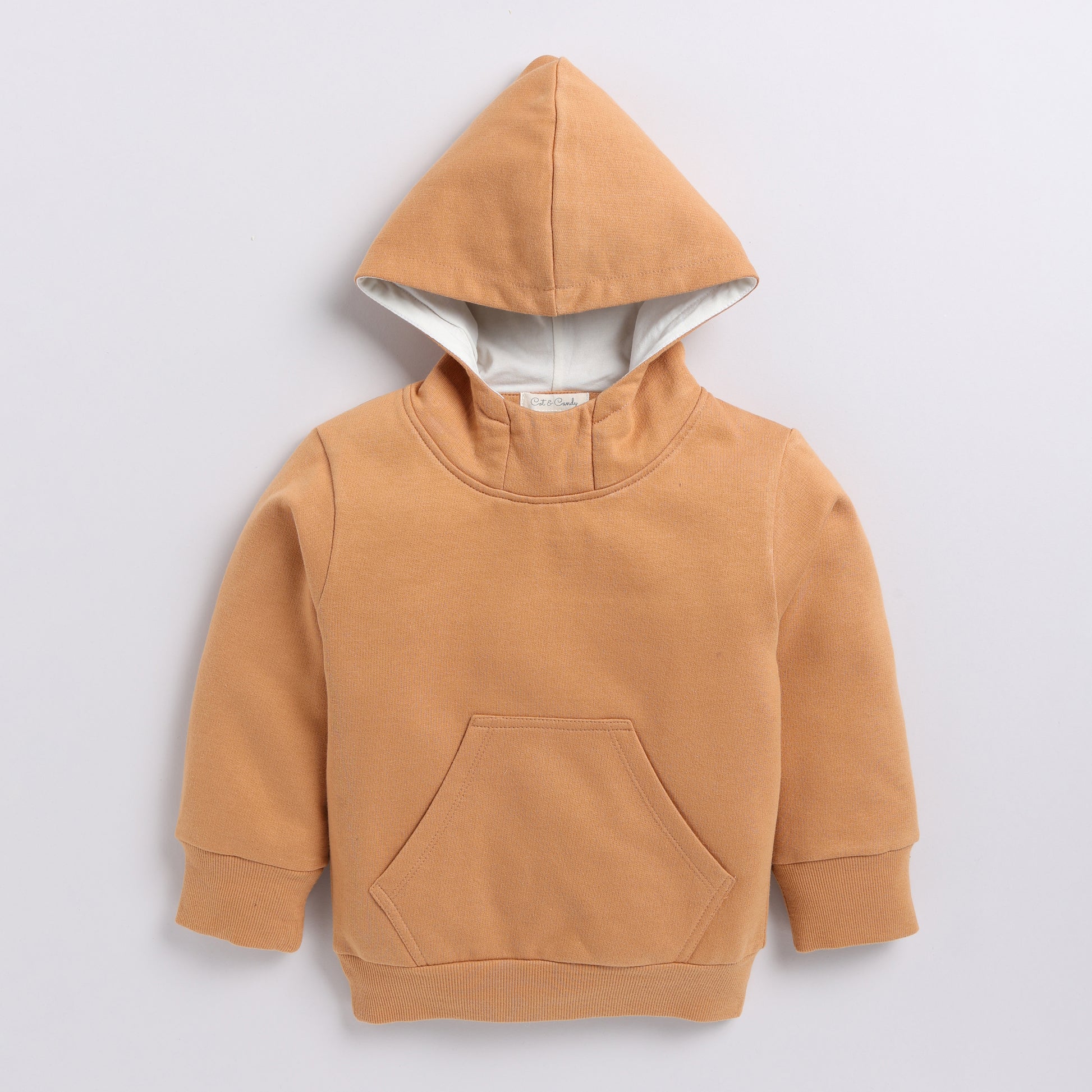 Purchase biscuit color organic fleece hoodie & jogger set for your 3 months to 5 years baby - CotandCandyBaby