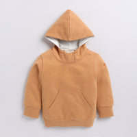 Load image into Gallery viewer, Buy biscuit color organic fleece oversized hoodie online for your 3-4 years baby - CotandCandyBaby
