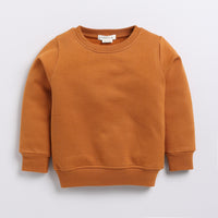 Load image into Gallery viewer, Buy pumpkin spice color organic fleece oversized sweatshirt online for your 3-4 years baby - CotandCandyBaby
