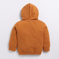 Load image into Gallery viewer, Shop pumpkin spice color organic fleece oversized hoodie online for your 4-5 years baby - CotandCandyBaby
