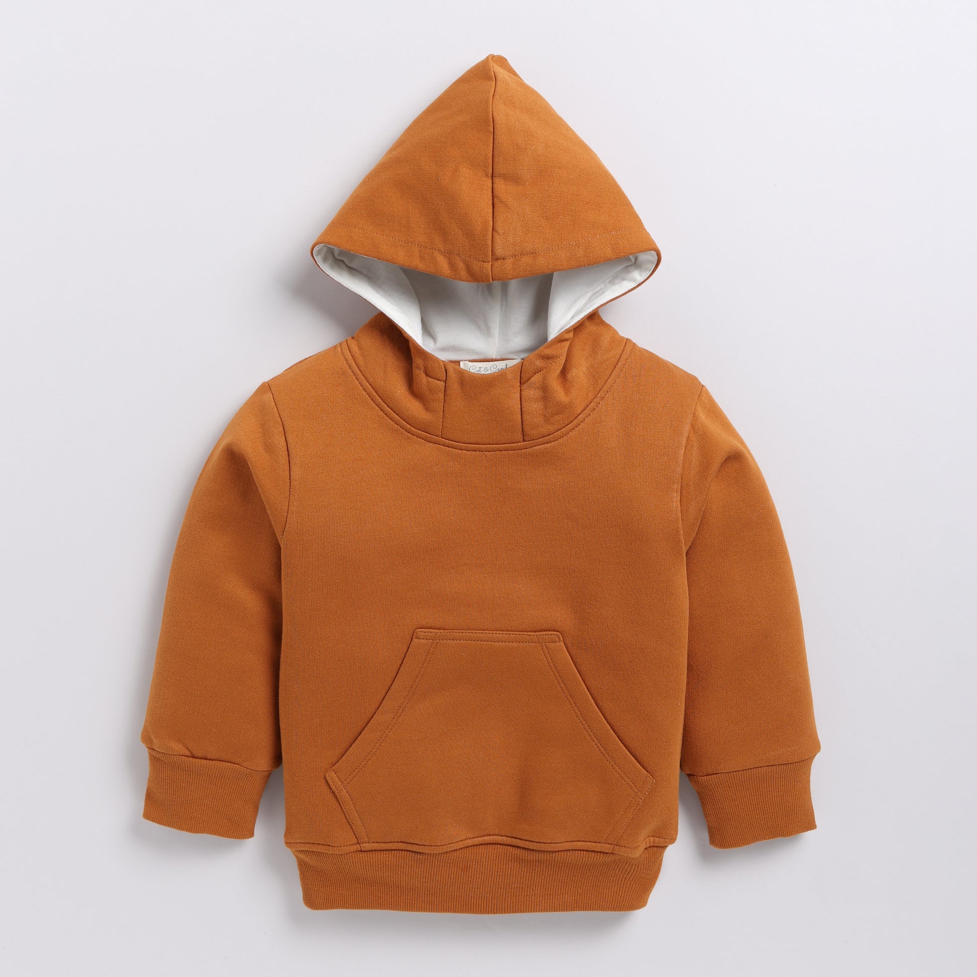 Find pumpkin spice color organic fleece hoodie & jogger set online for your 3 months to 5 years baby - CotandCandyBaby