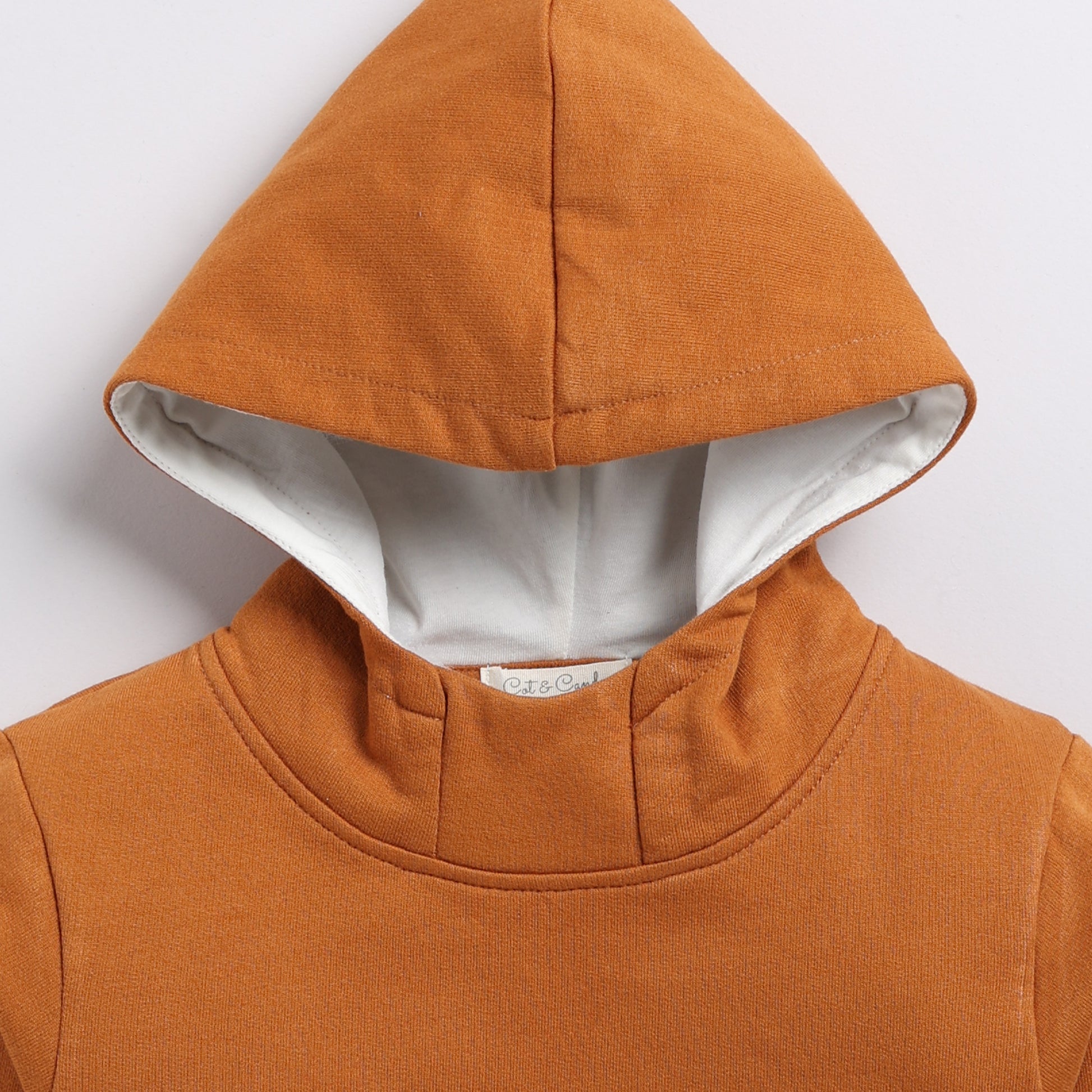 Purchase pumpkin spice color organic fleece hoodie & jogger set online for your 3 months to 5 years baby - CotandCandyBaby