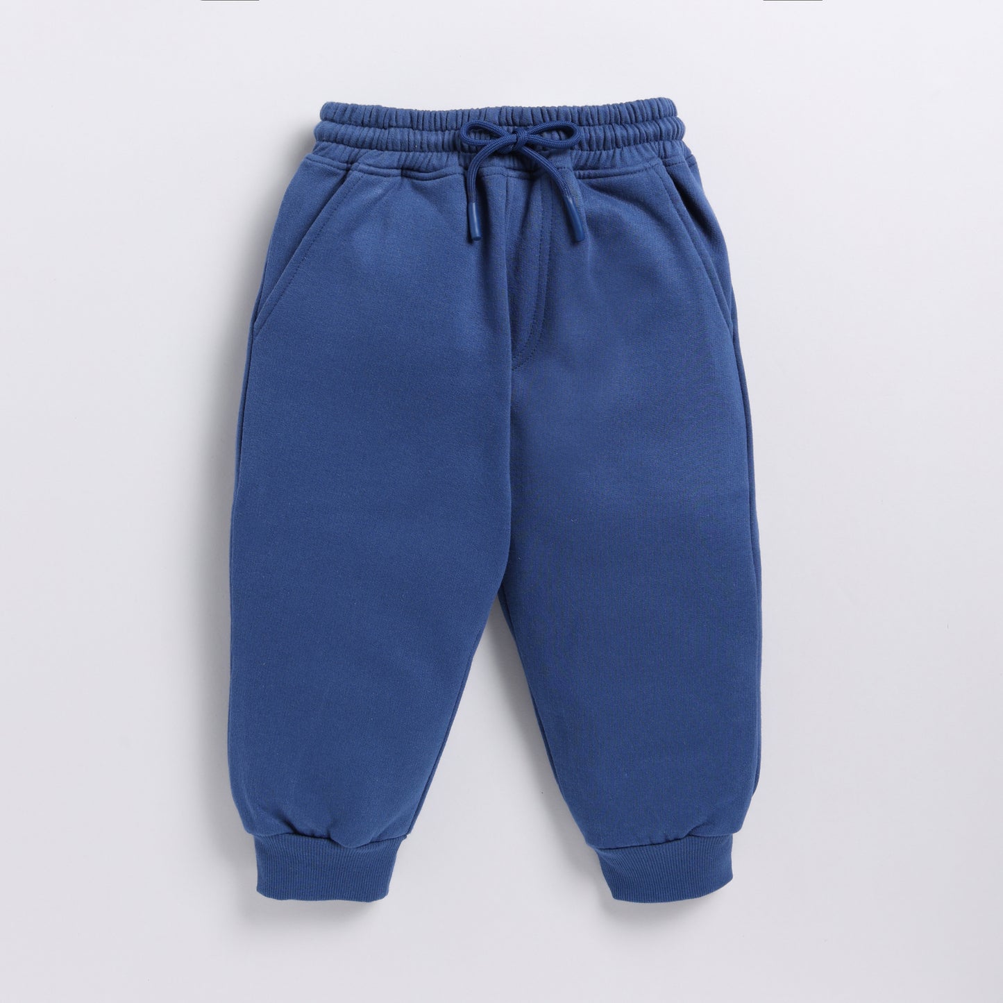 best quality dark blue color organic fleece hoodie & jogger online set for your 3 months to 5 years baby - CotandCandyBaby