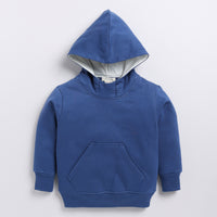 Load image into Gallery viewer, Shop dark blue color organic fleece oversized hoodie online for your 4-5 years baby - CotandCandyBaby
