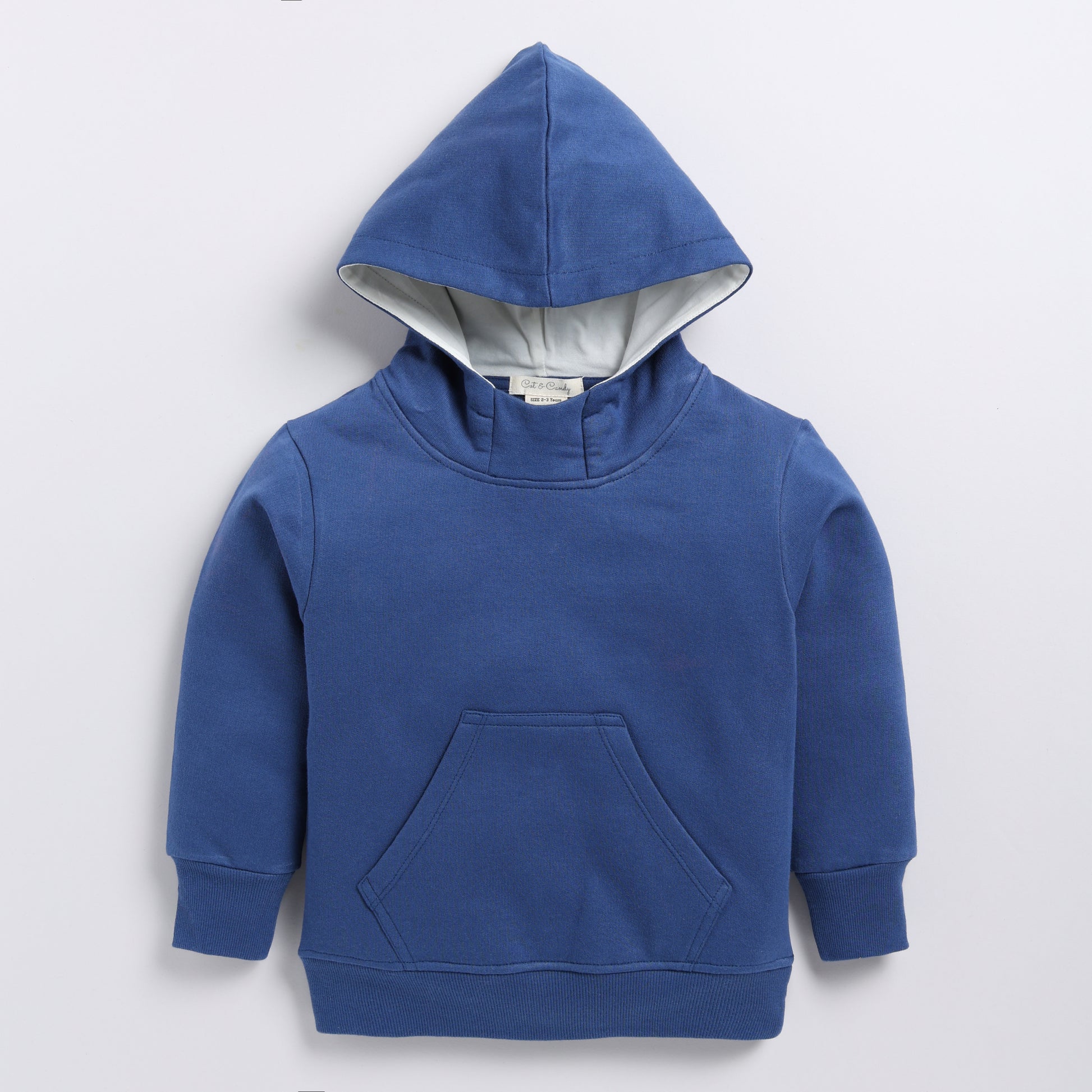 Find dark blue color organic fleece hoodie & jogger online set for your 3 months to 5 years baby - CotandCandyBaby