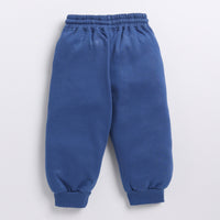 Load image into Gallery viewer, Shop dark blue color organic fleece relaxed jogger for your 3 months to 5 years baby - CotandCandyBaby
