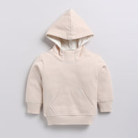 Load image into Gallery viewer, Top almond color organic fleece hoodie &amp; jogger set for your 3  months to 5 years baby - CotandCandyBaby
