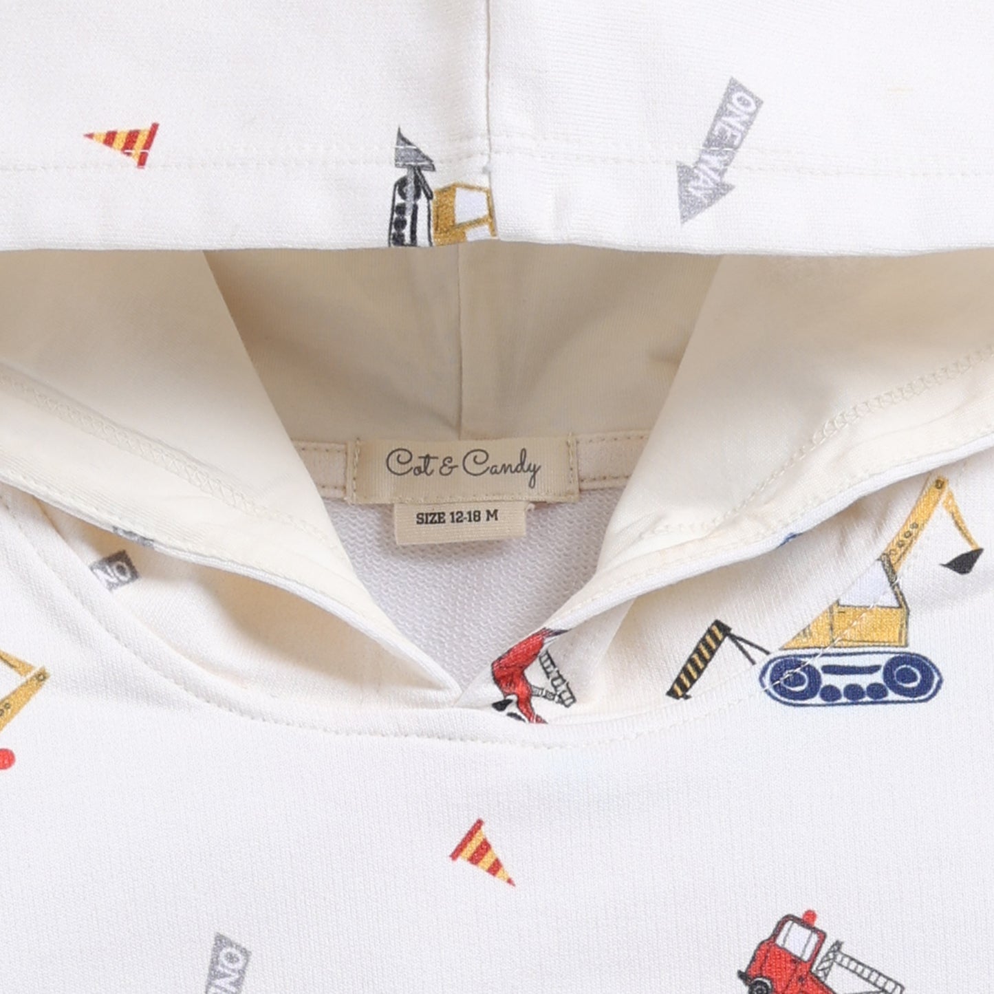 Find Construction Organic Fleece Over Size Hoodie for your 18-24 months baby - CotandCandyBaby