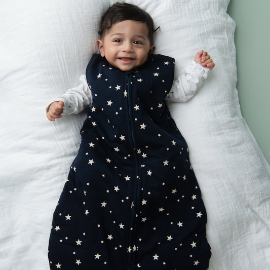 Constellation Organic Long Sleeve Bodysuit With Navy Star Sleeping Bag