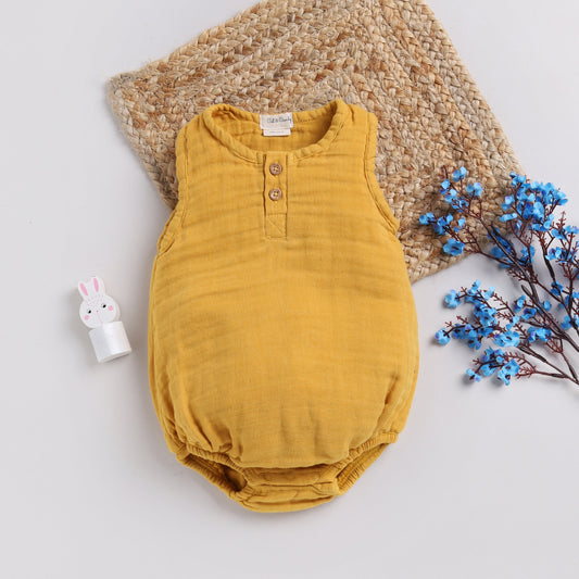 Mustard Organic Muslin Bubble Romper