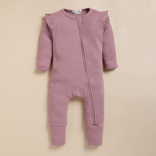 Nostalgia Rose Organic Zipsuit with Frill