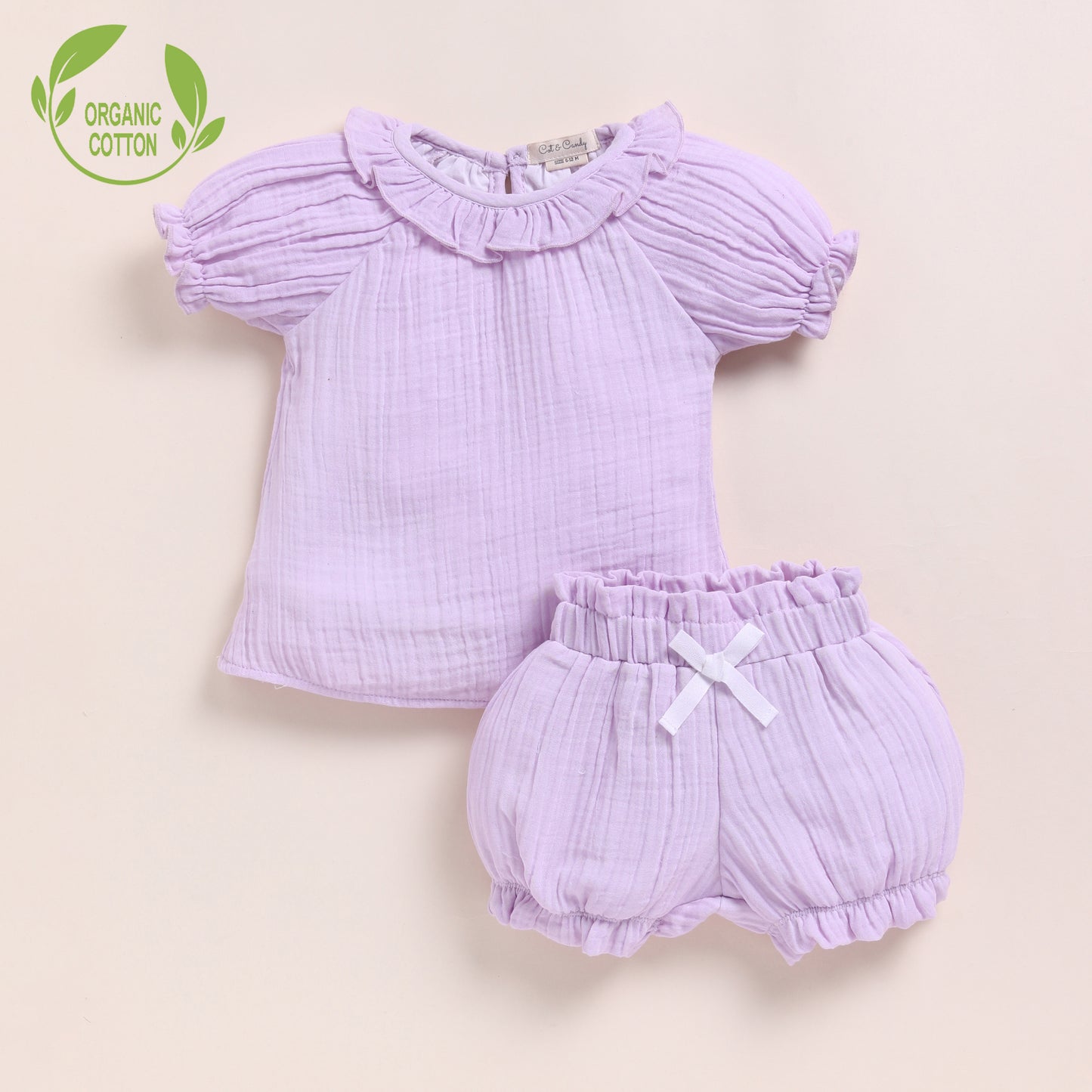 Lilac Organic Muslin Frill Top Set