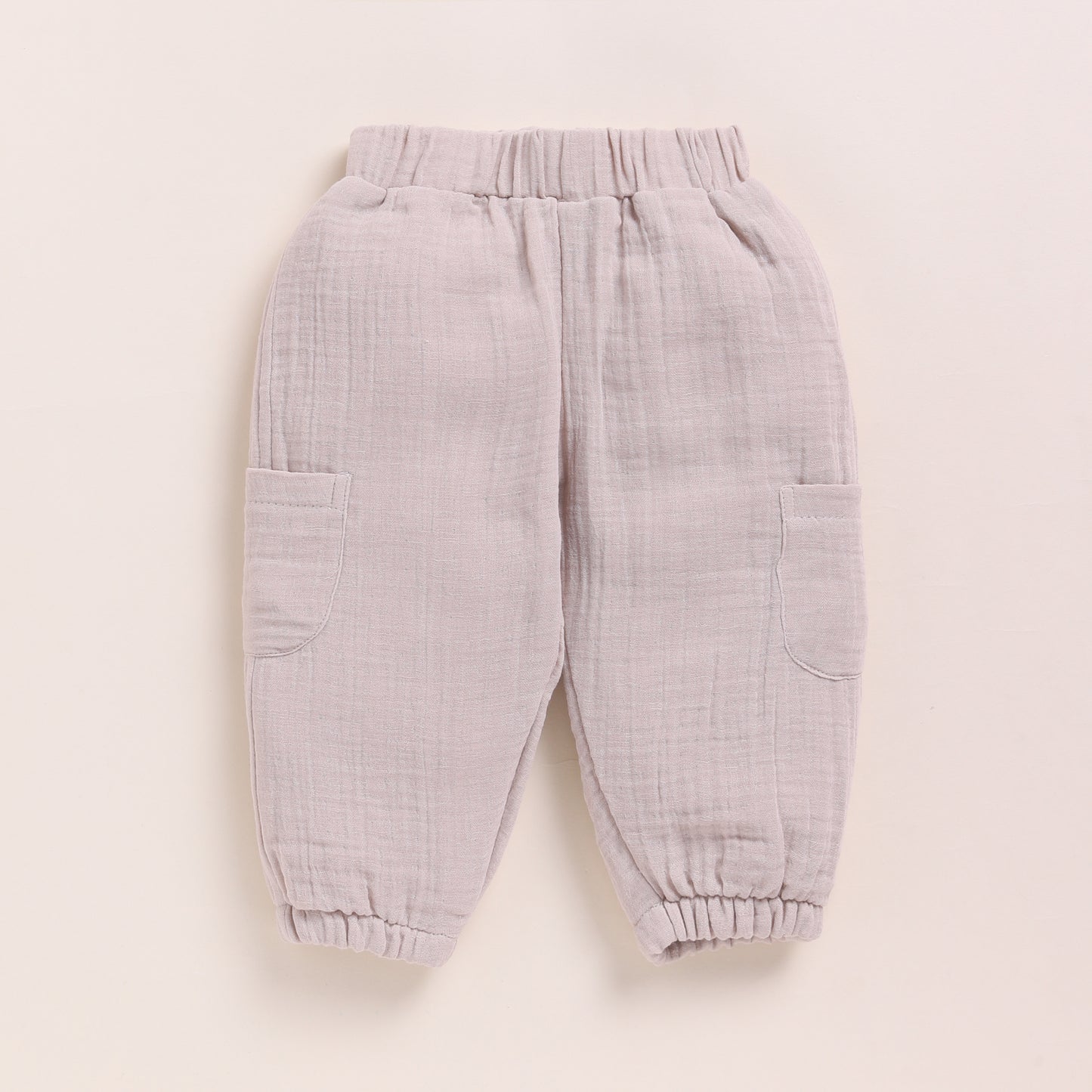 Cocoa Whisper + Oatmeal Organic Muslin Short Sleeve Henley T-shirt With Lounge Pant Set