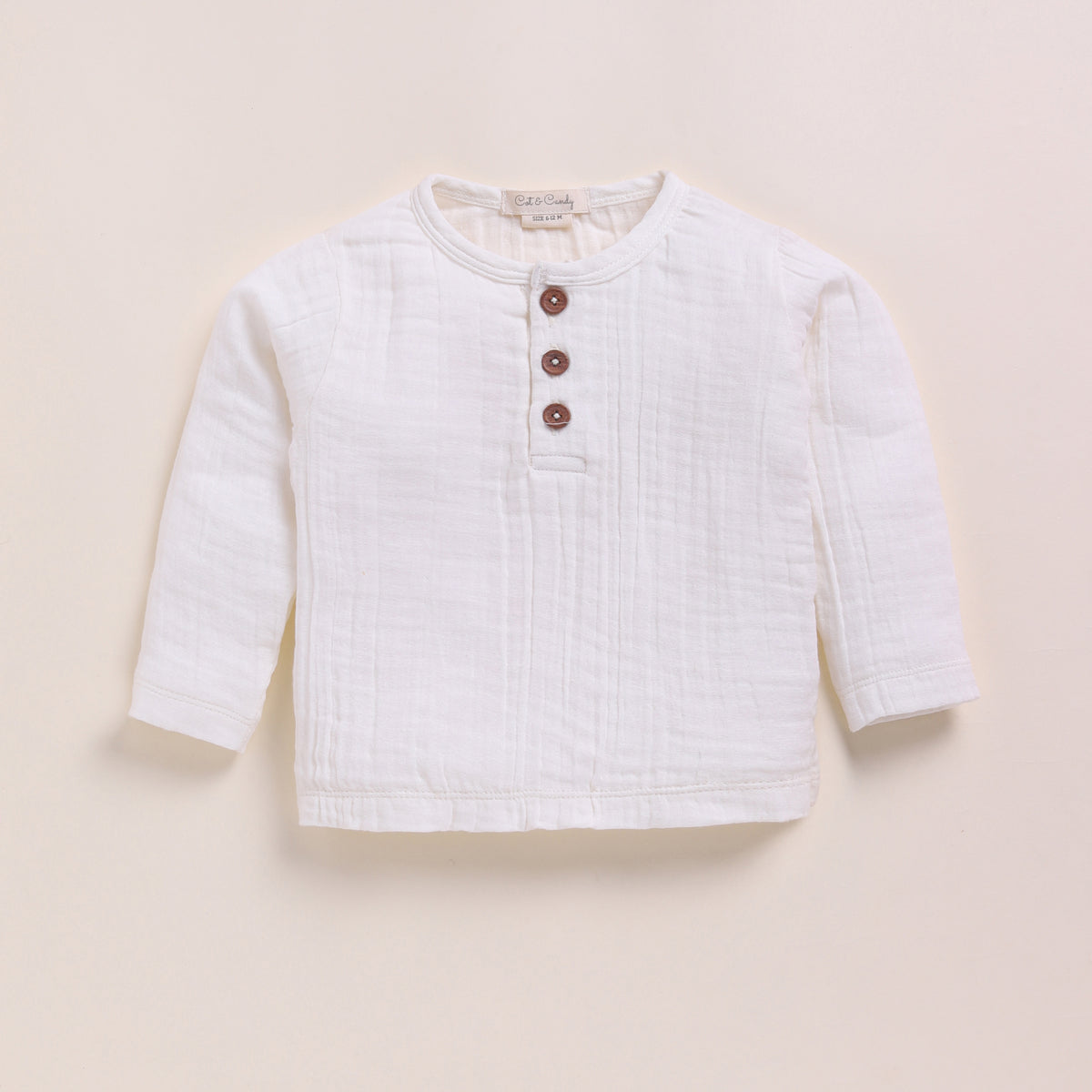 Milk + Cocoa Whisper Organic Muslin Long Sleeve Henley Tshirt With Lounge Pant Set