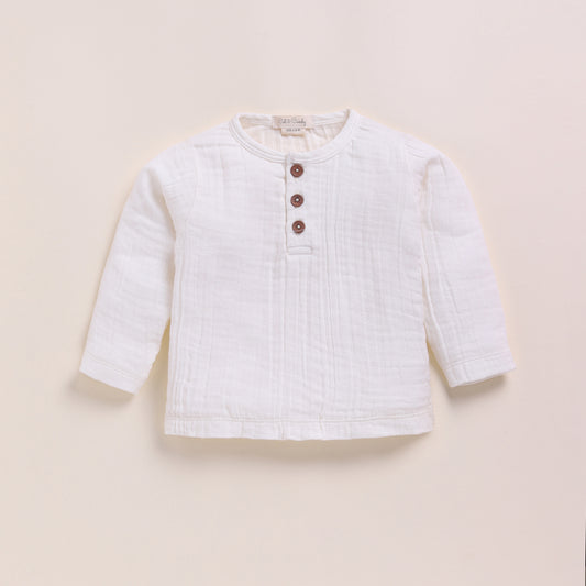 Milk Organic Muslin Long Sleeve Henley T-Shirt