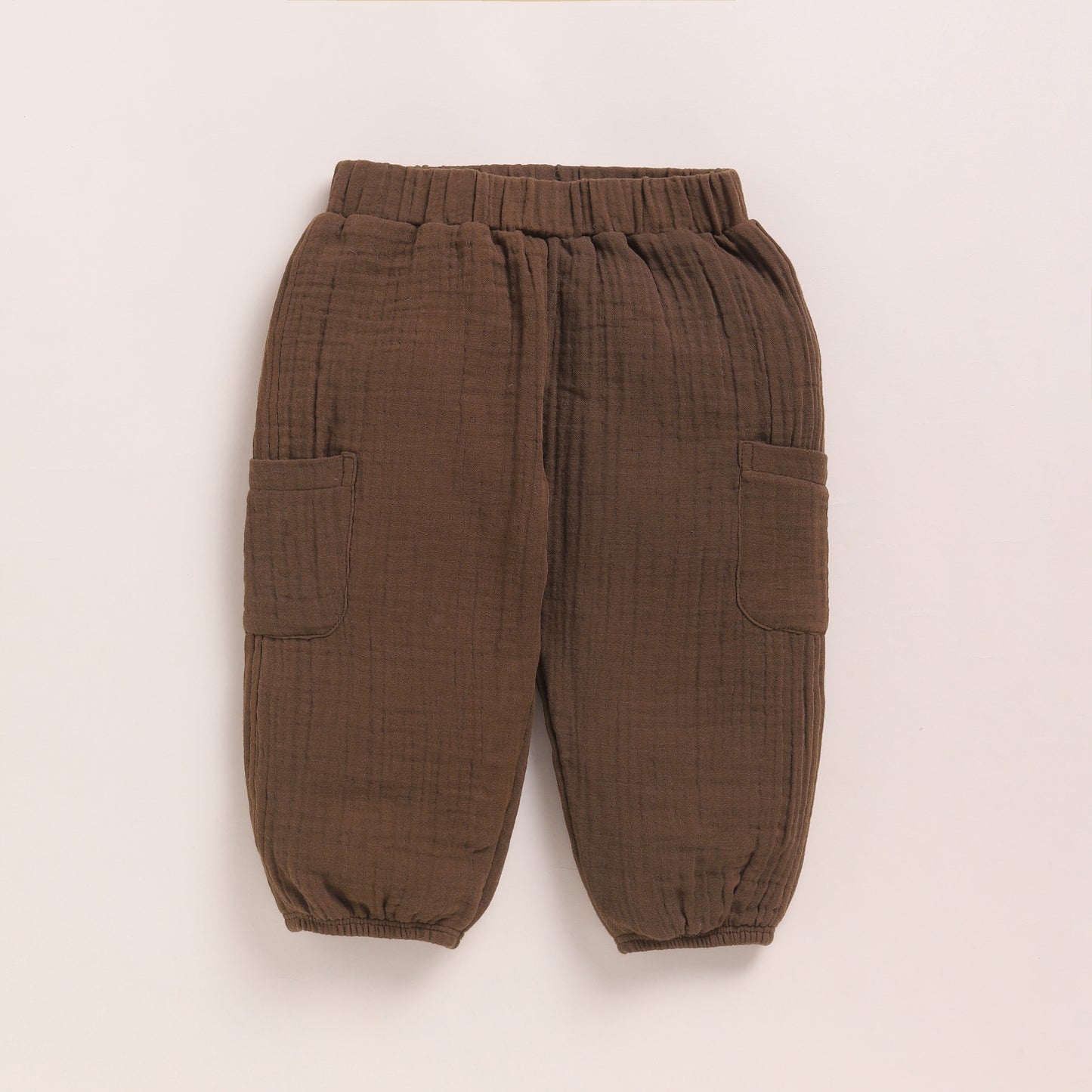 Oatmeal + Cocoa Whisper Organic Muslin Long Sleeve Henley Tshirt With Lounge Pant Set