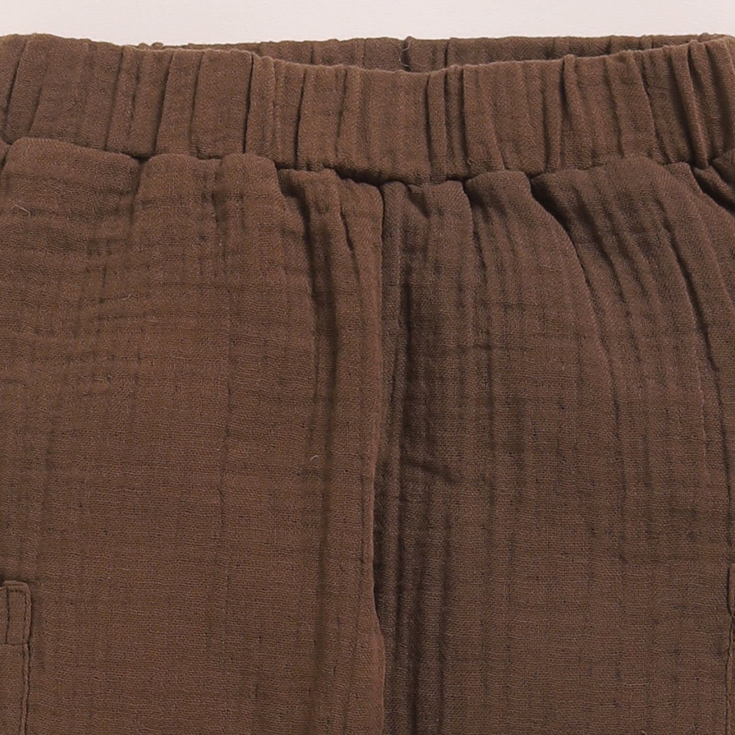 Oatmeal + Cocoa Whisper Organic Muslin Short Sleeve Henley T-shirt With Lounge Pant Set