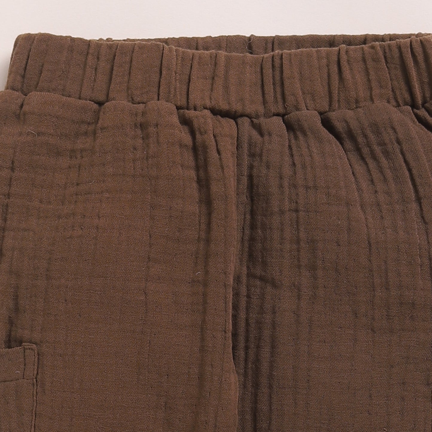 Oatmeal + Cocoa Whisper Organic Muslin Long Sleeve Henley Tshirt With Lounge Pant Set