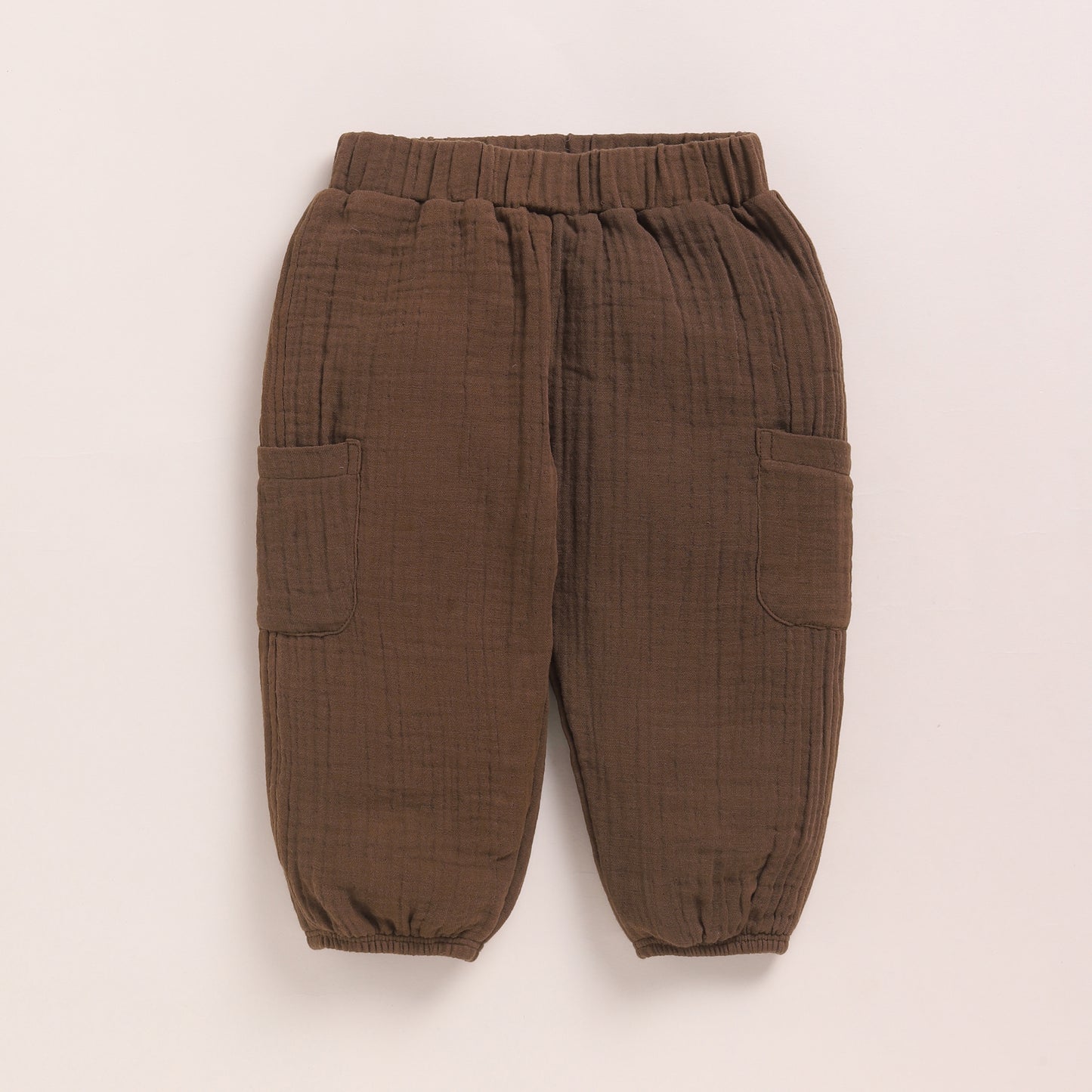 Oatmeal + Cocoa Whisper Organic Muslin Short Sleeve Henley T-shirt With Lounge Pant Set
