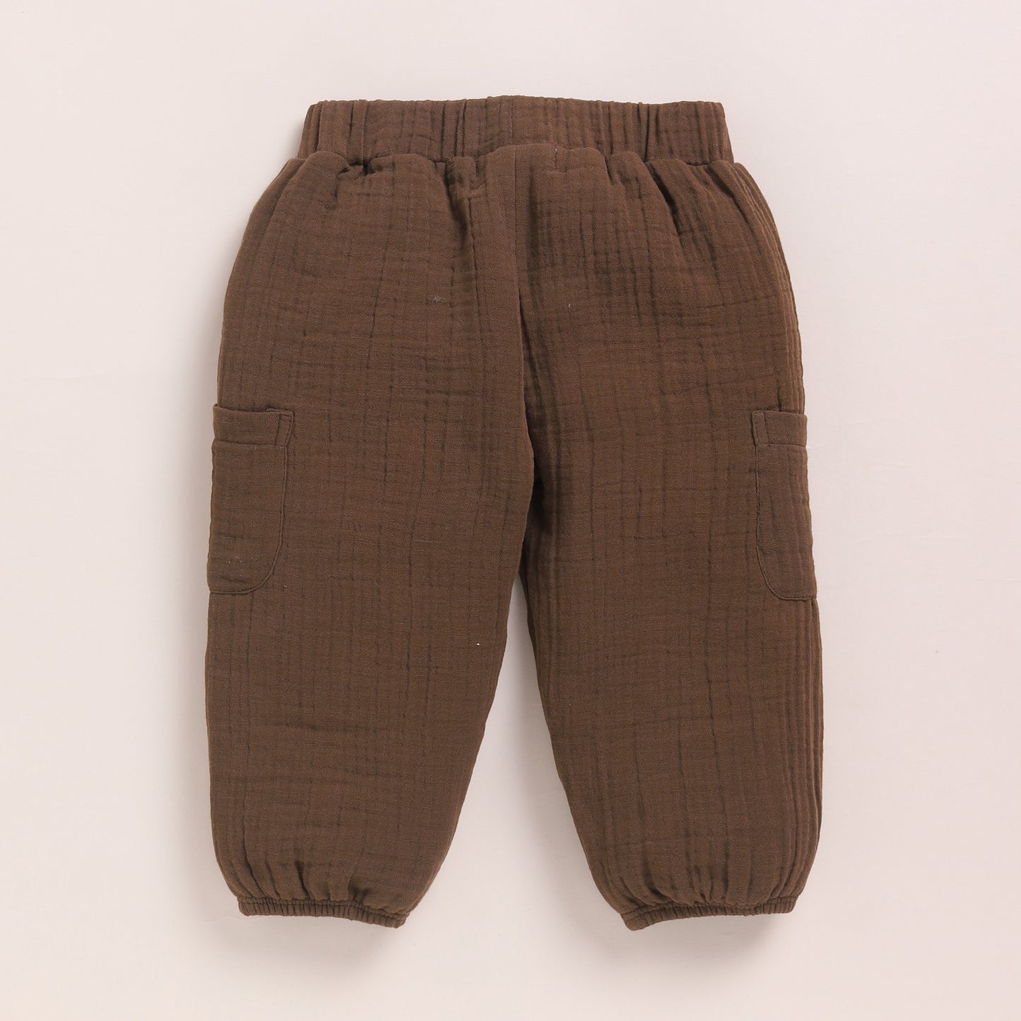 Oatmeal + Cocoa Whisper Organic Muslin Short Sleeve Henley T-shirt With Lounge Pant Set