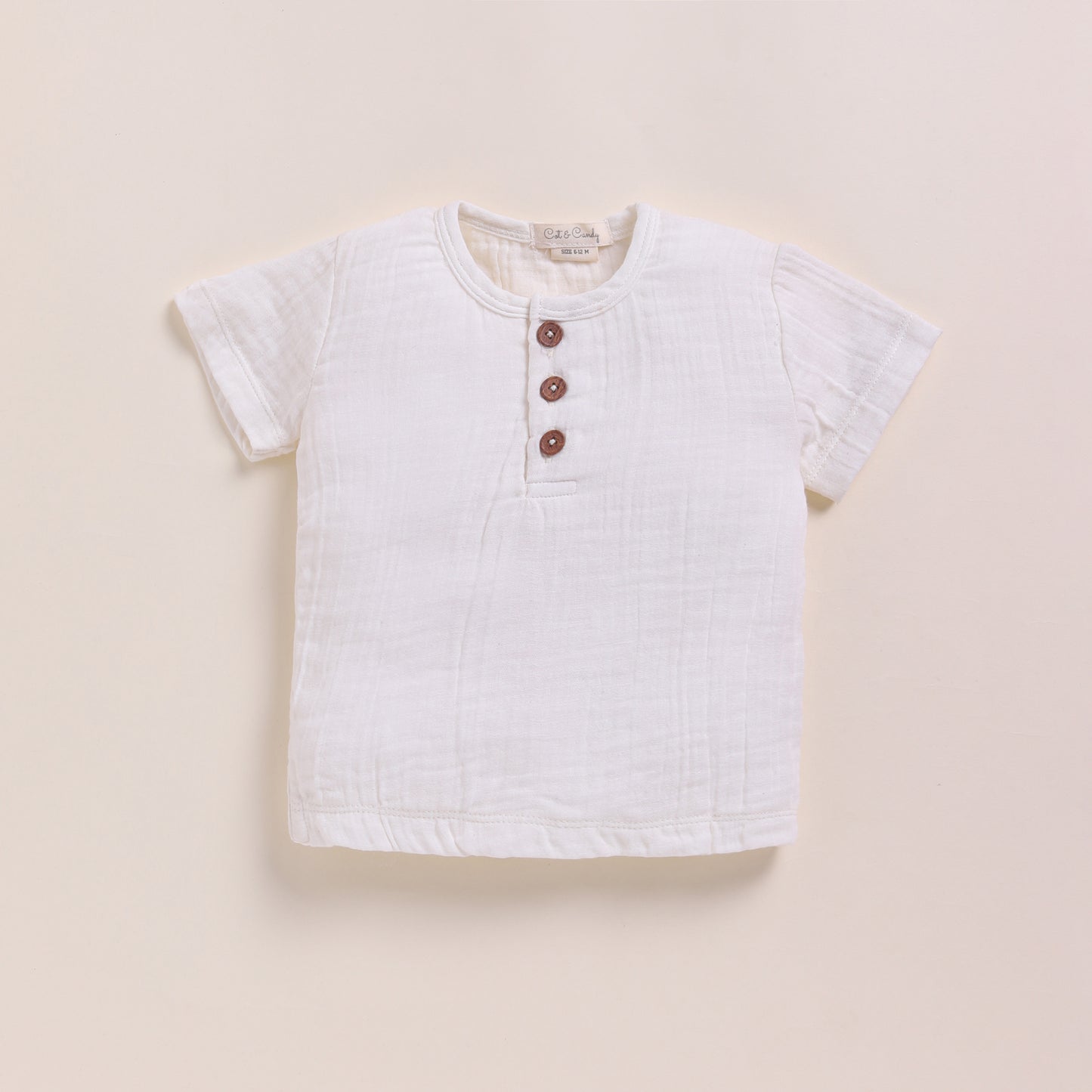 Milk + Cocoa Whisper Organic Muslin Short Sleeve Henley T-shirt With Lounge Pant Set