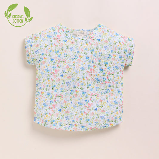 Spring Floral Print Organic Muslin Oversized Tees