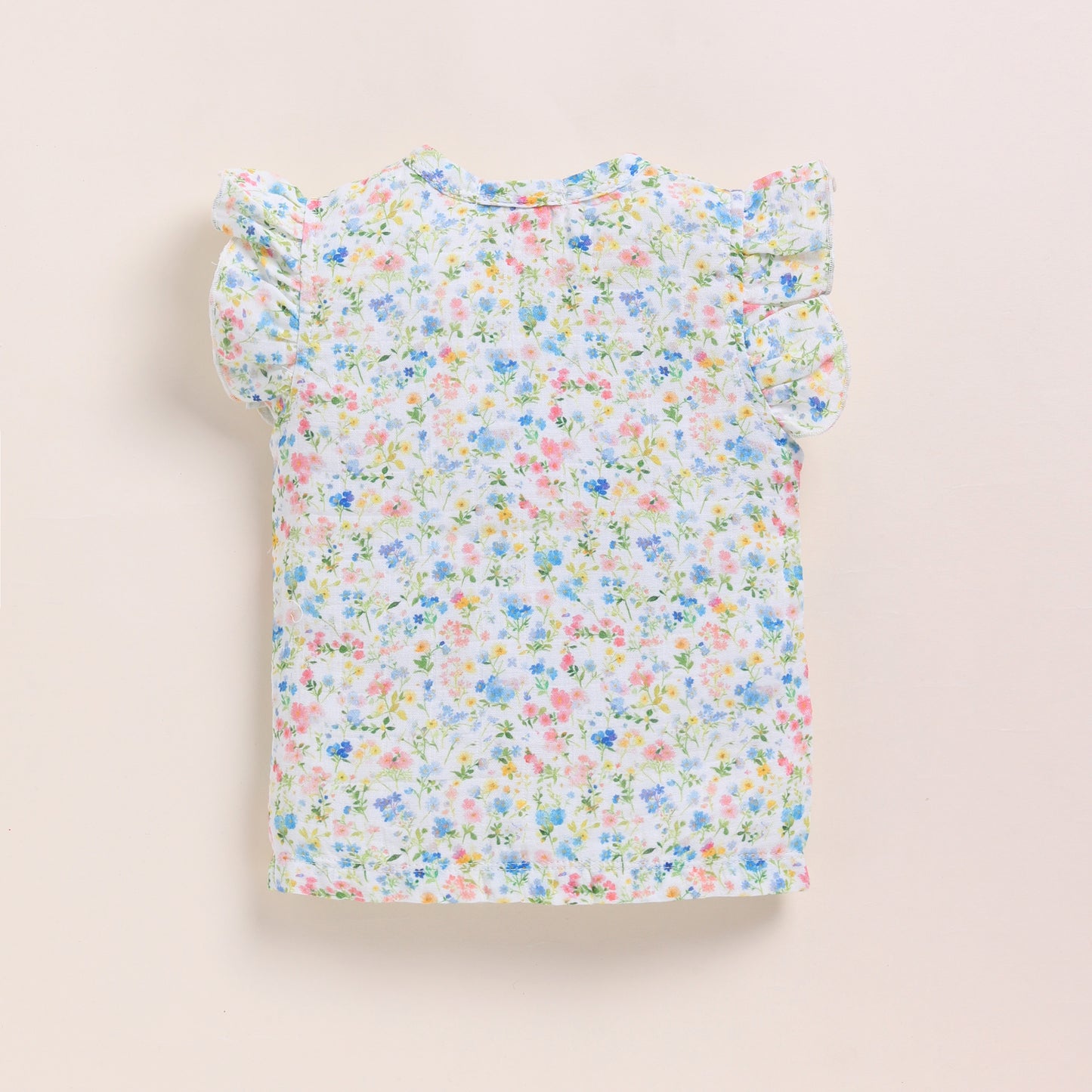 Spring Floral Print Organic Muslin Jhabla Set