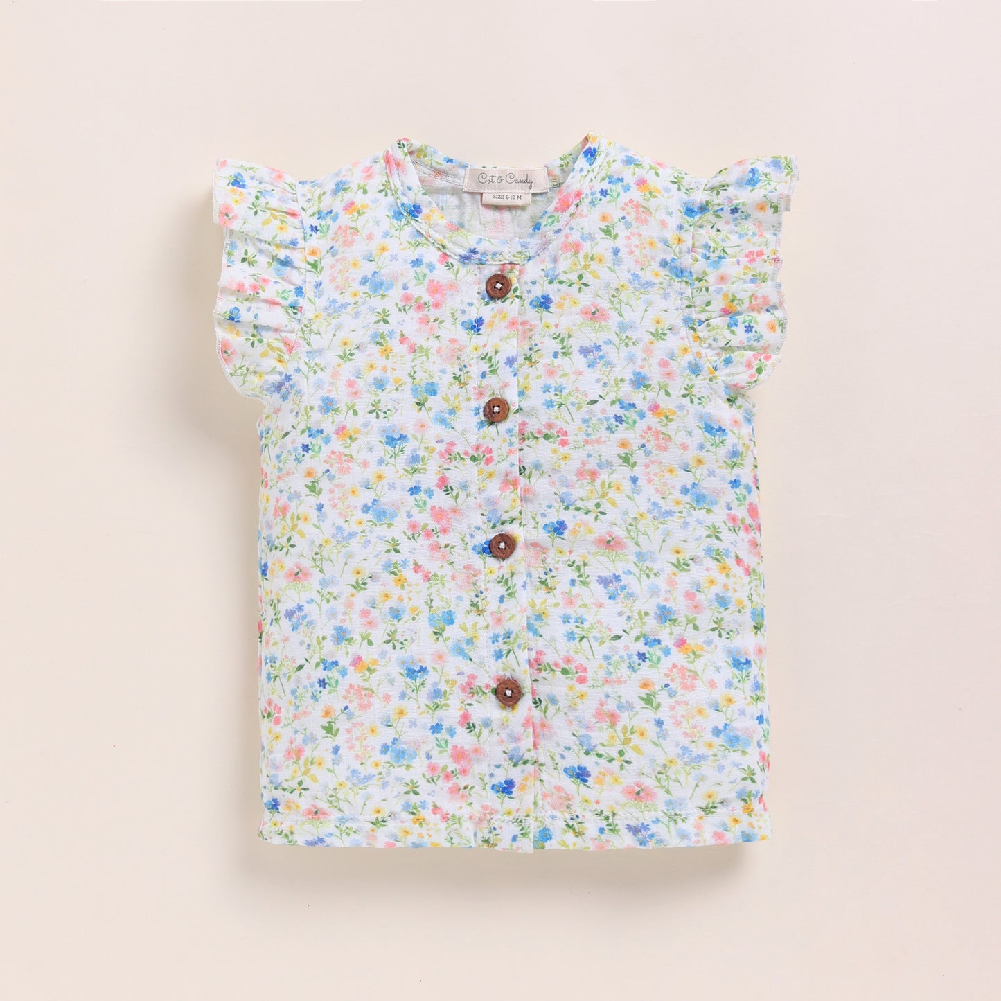 Spring Floral Print Organic Muslin Jhabla Set
