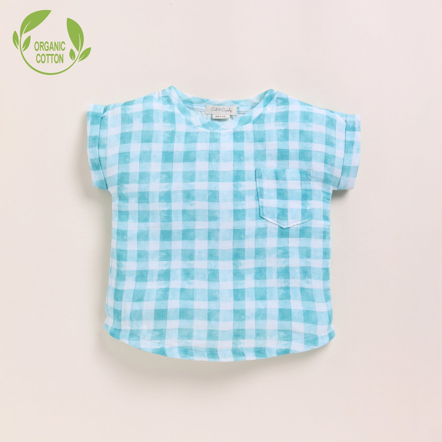 Teal Check + Pink Check + Sage Check Organic Muslin Oversized Tees Pack Of 3