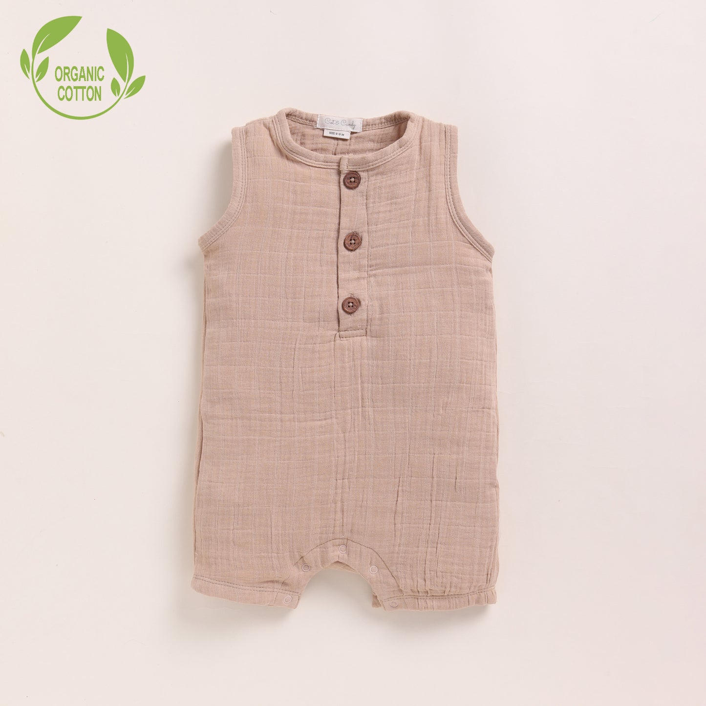 Latte + Cocoa Whisper Organic Muslin Half Romper Pack Of 2